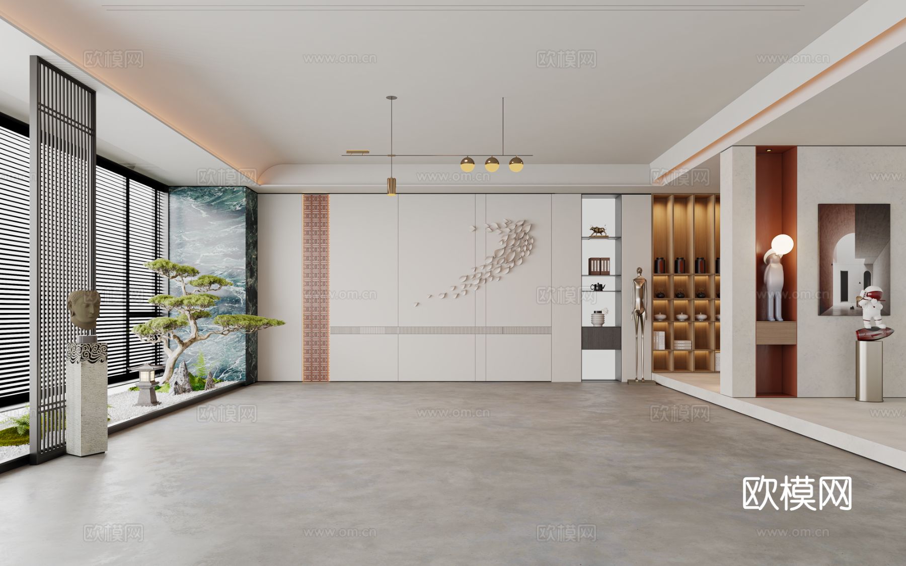 现代新中式其他家装 新中式墙 宋式美学禅意造形墙 现代客墙3d模型下载