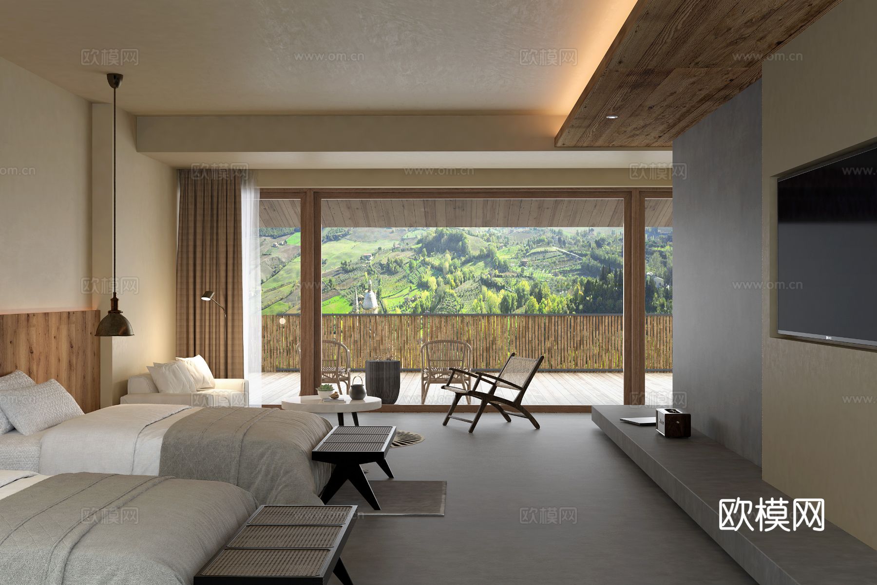 徐晶磊 慢珊瑚设计 民宿双人房3d模型