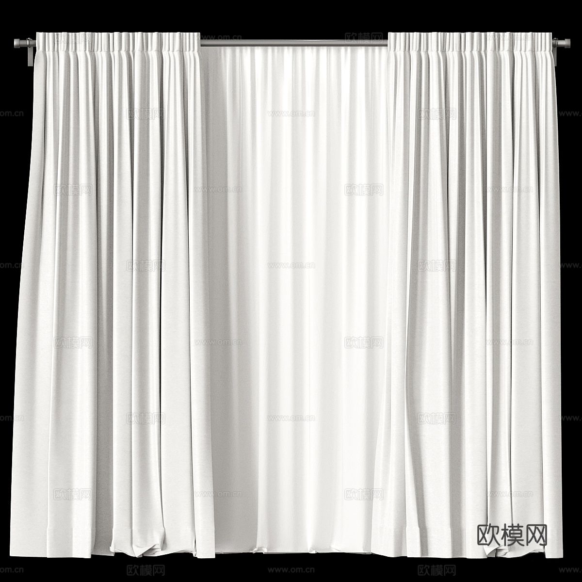 现代罗马杆布艺窗帘3d模型