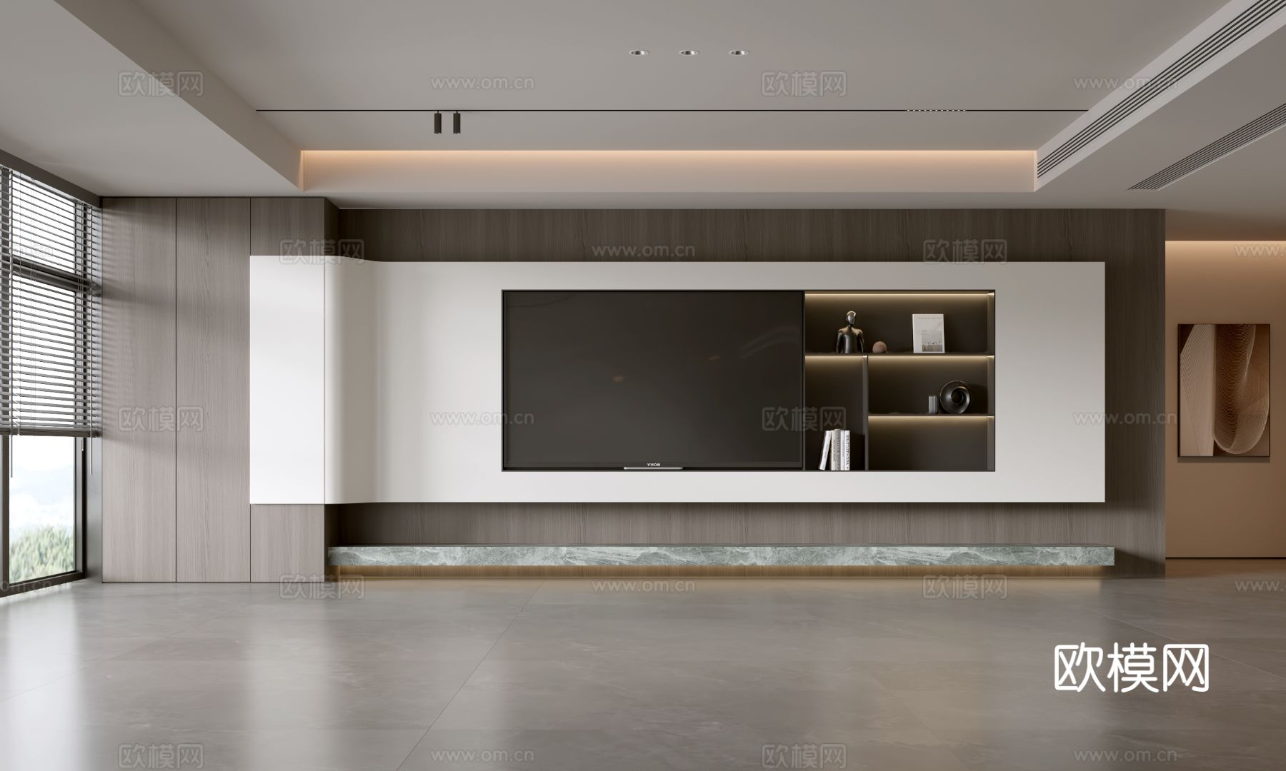现代客厅 意式客厅 电视背景墙 电视柜 客厅背景3d模型