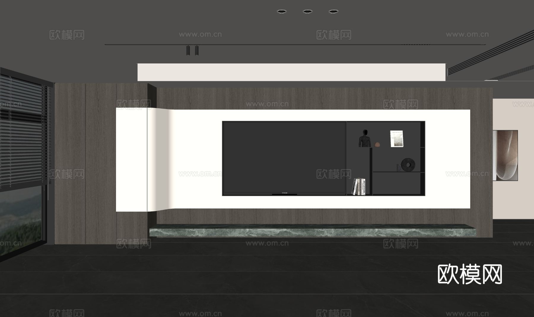 现代客厅 意式客厅 电视背景墙 电视柜 客厅背景su模型