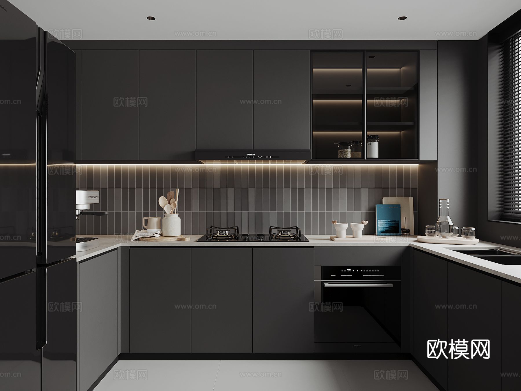 现代家居厨房su模型
