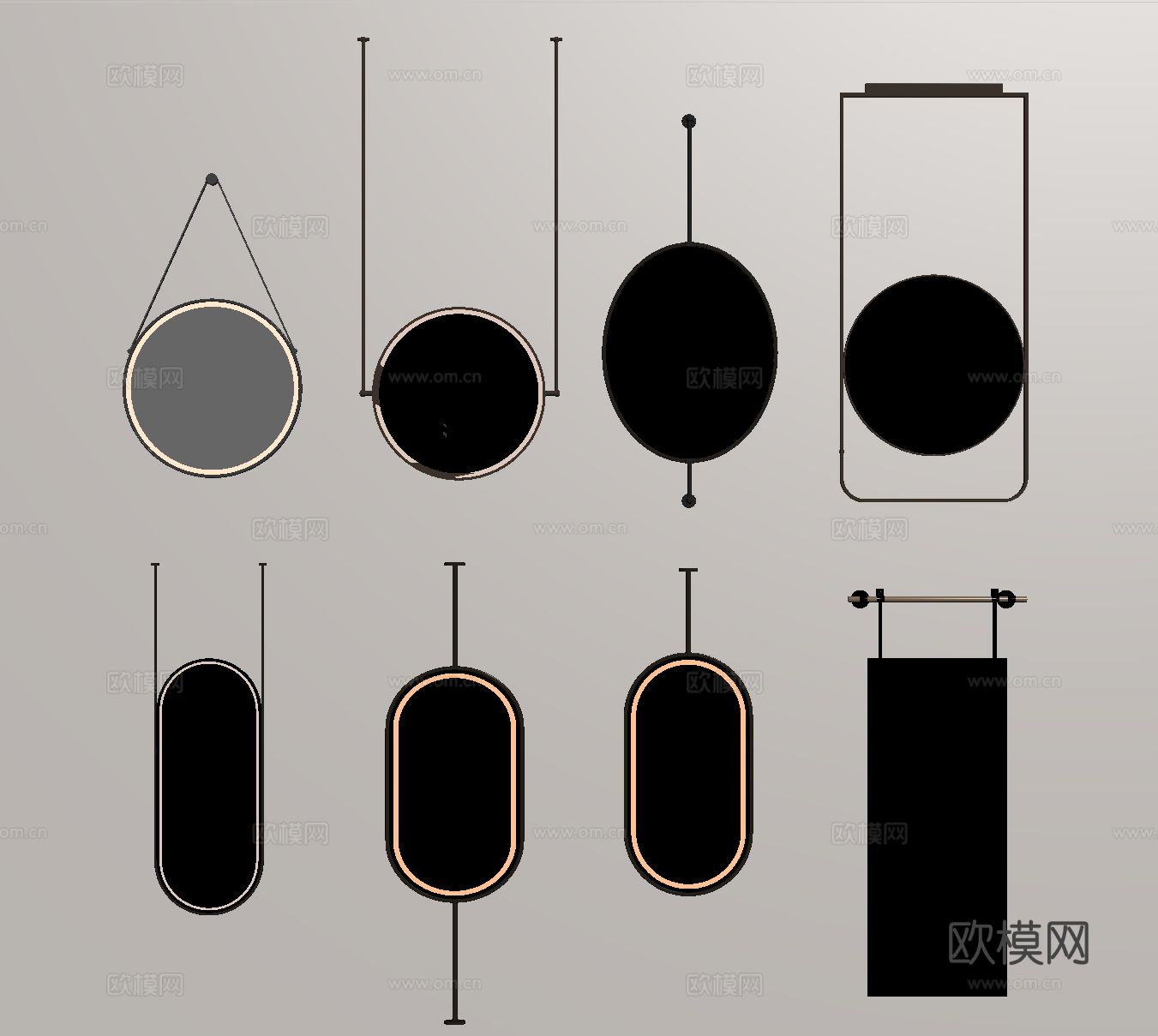 现代镜子 卫浴镜 装饰镜 化妆镜 全身镜su模型