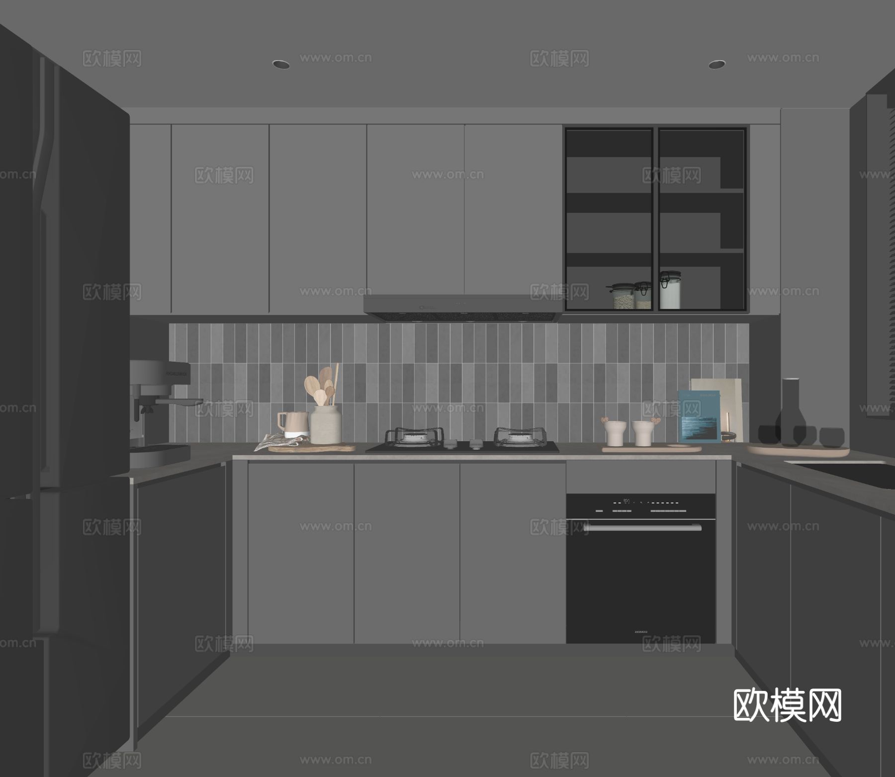 现代家居厨房su模型