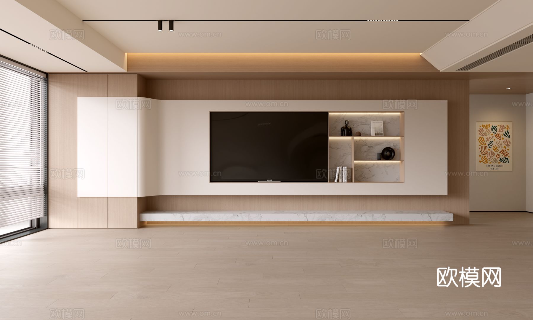 现代客厅 奶油客厅 电视背景墙 客厅背景 奶油风背景墙3d模型下载