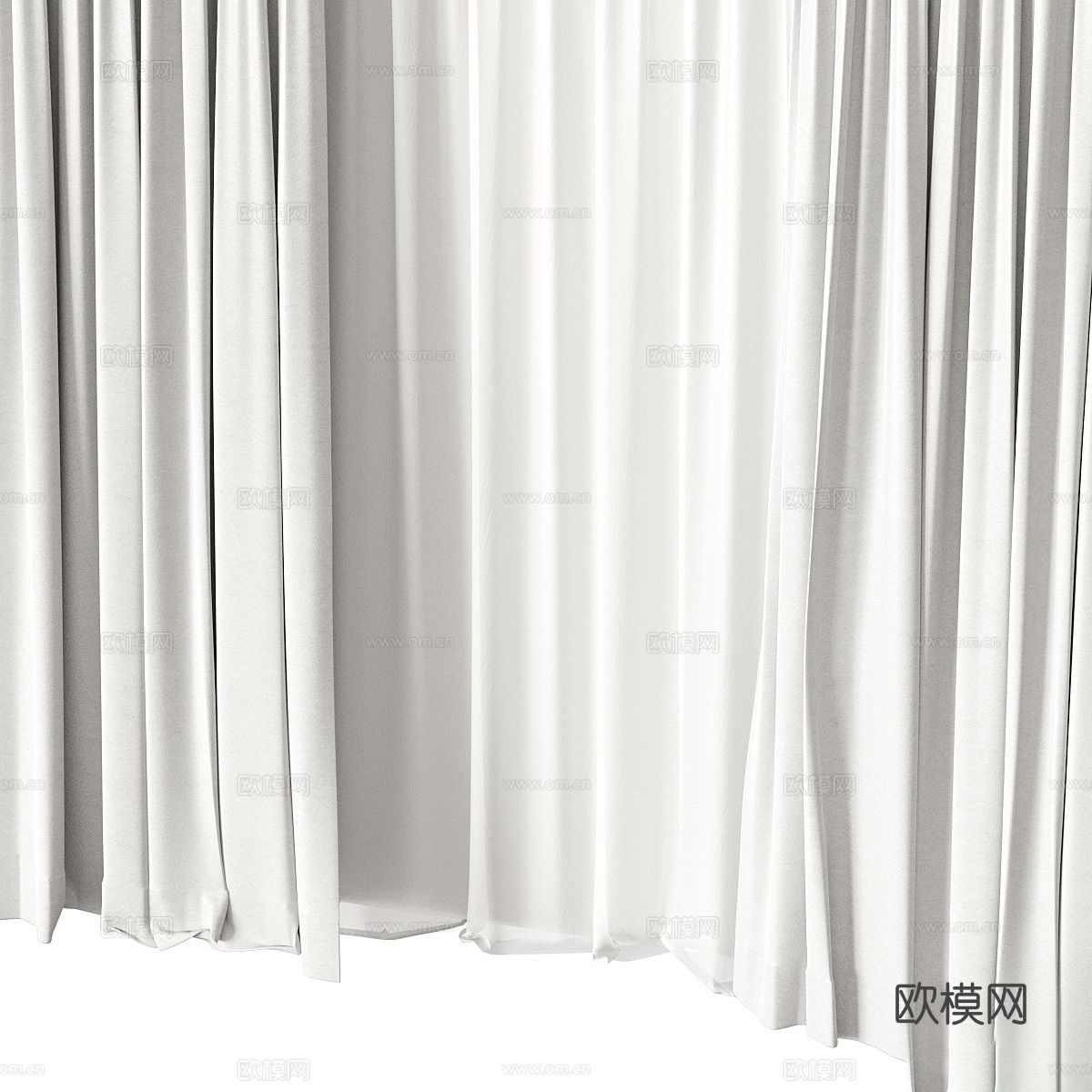 现代罗马杆布艺窗帘3d模型