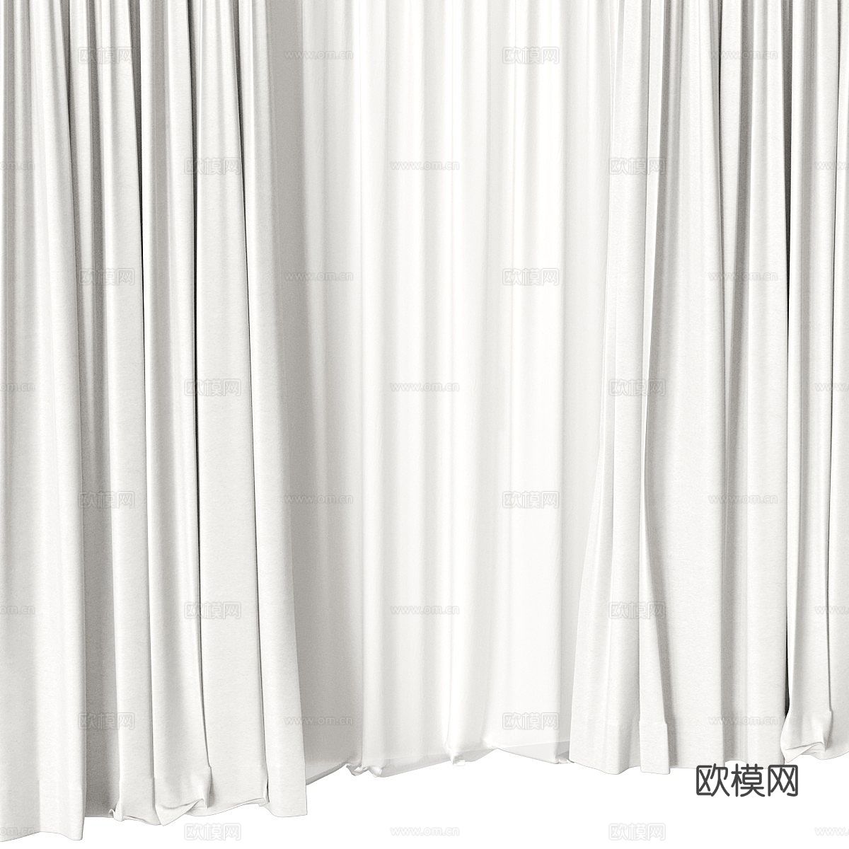 现代罗马杆布艺窗帘3d模型