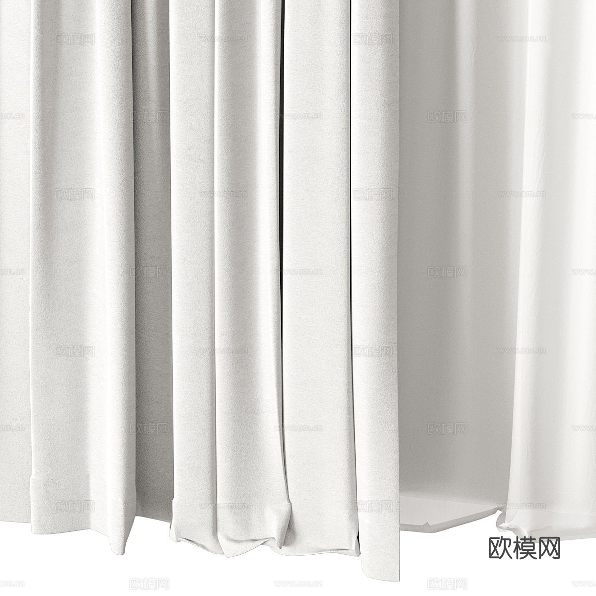 现代罗马杆布艺窗帘3d模型
