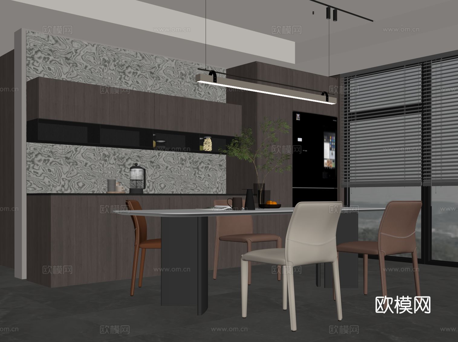 意式餐厅su模型