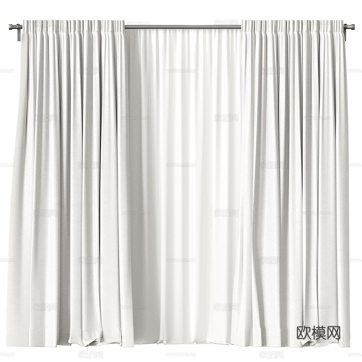 现代罗马杆布艺窗帘3d模型