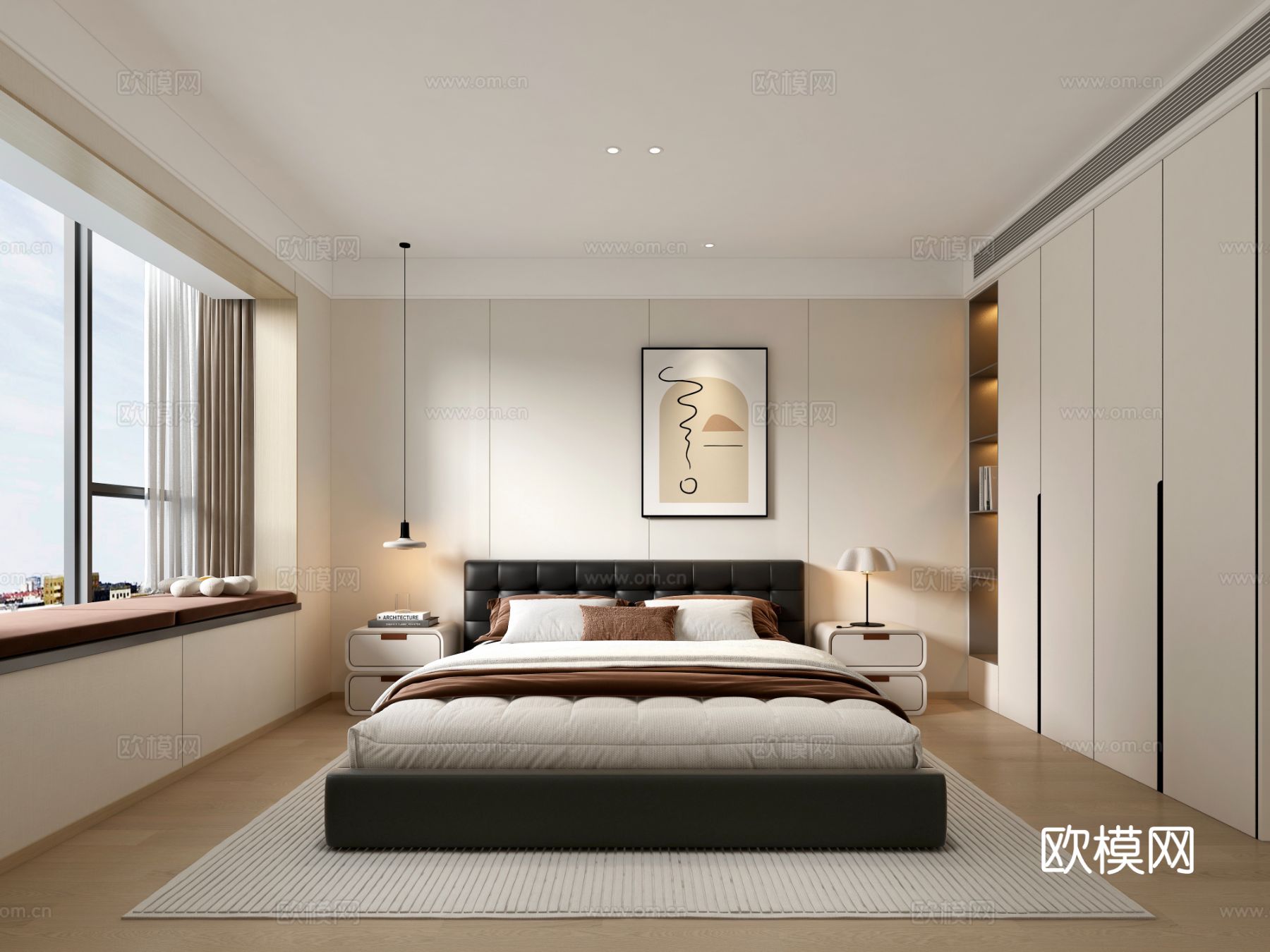 极简主卧 卧室3d模型
