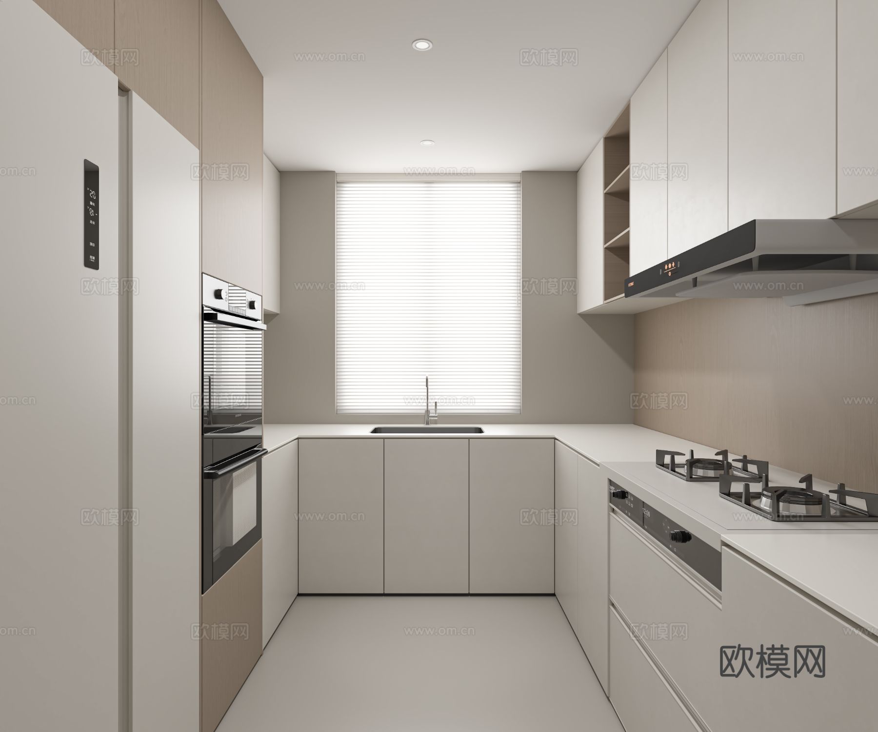 现代厨房3d模型下载
