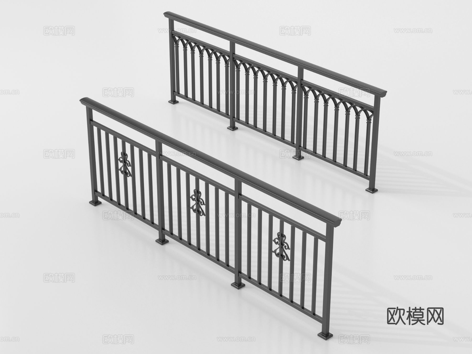 现代铁艺栏杆 护栏 围栏 防护栏 栏杆su模型