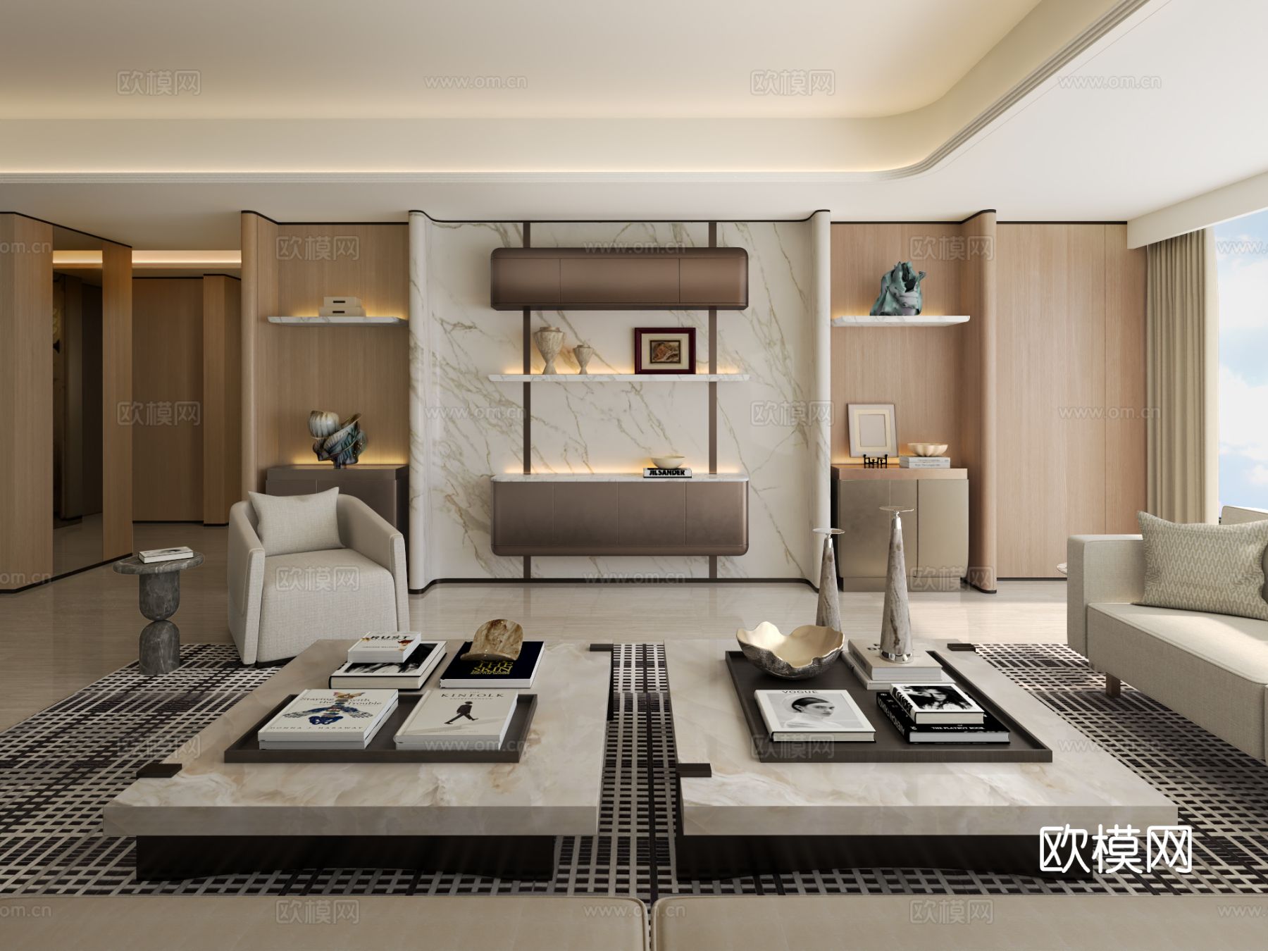 孟也 × CCD 越秀 · 华发华樾 广州豪宅大平层客厅3d模型