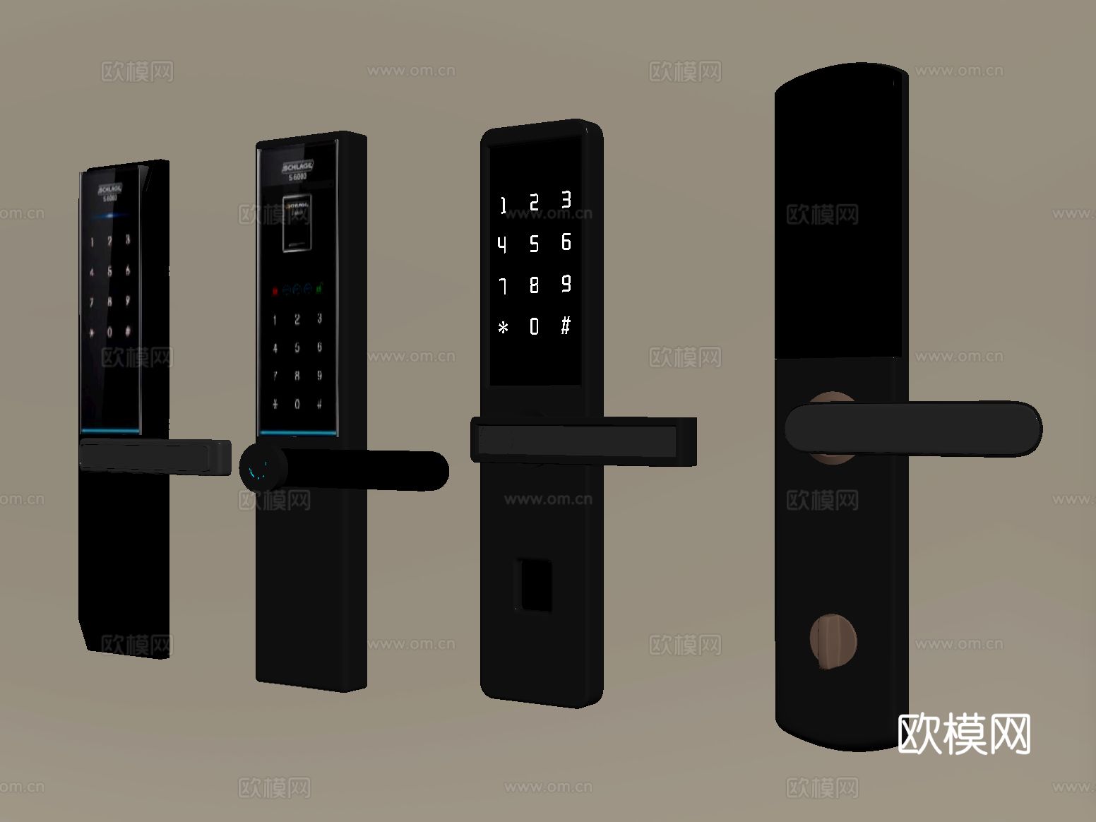 现代指纹锁 智能锁 密码锁su模型