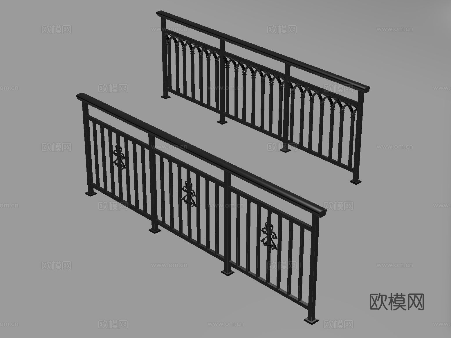 现代铁艺栏杆 护栏 围栏 防护栏 栏杆su模型