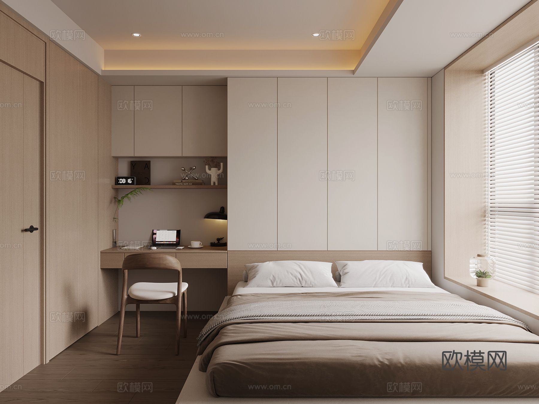 现代奶油风榻榻米su模型