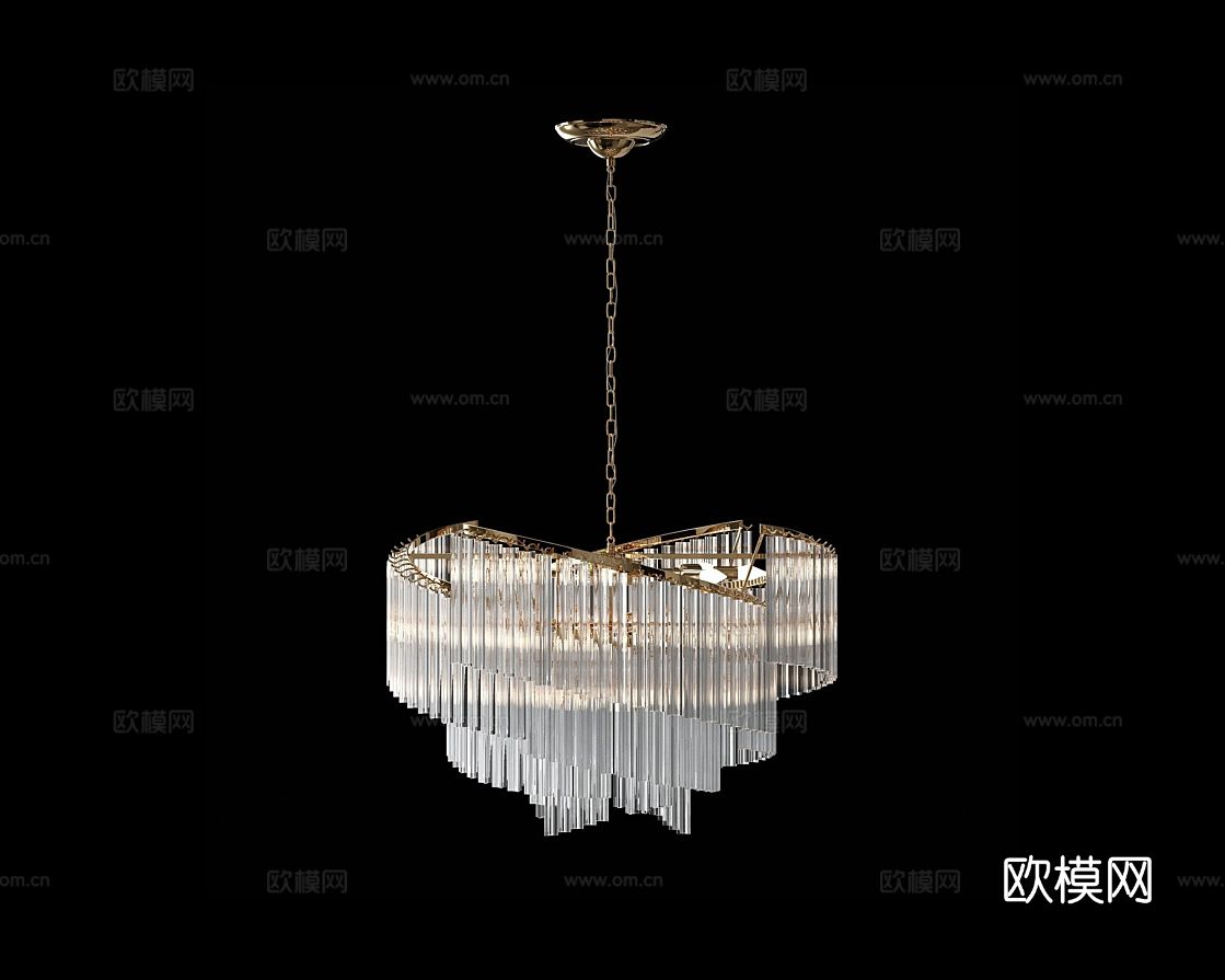 Cloyd 轻奢吊灯3d模型下载（渲染图2）