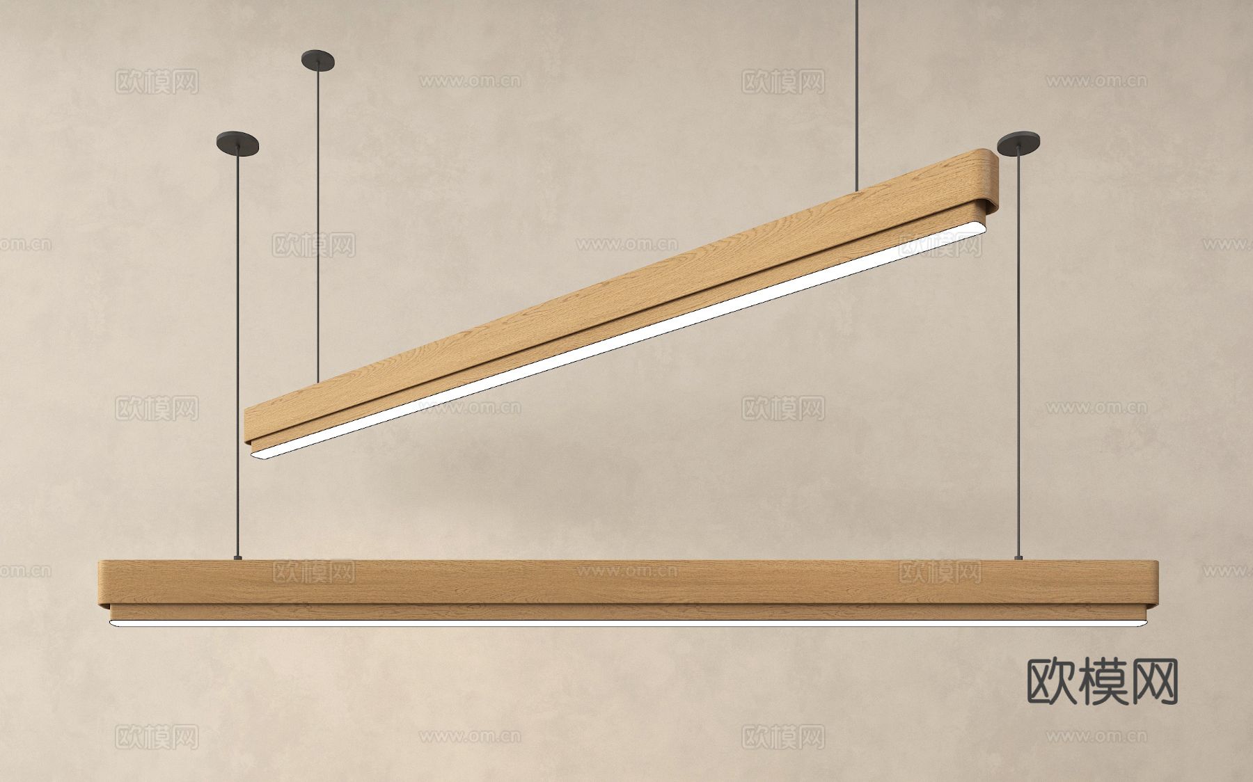 现代长条吊灯 简约吊灯 金属吊灯su模型