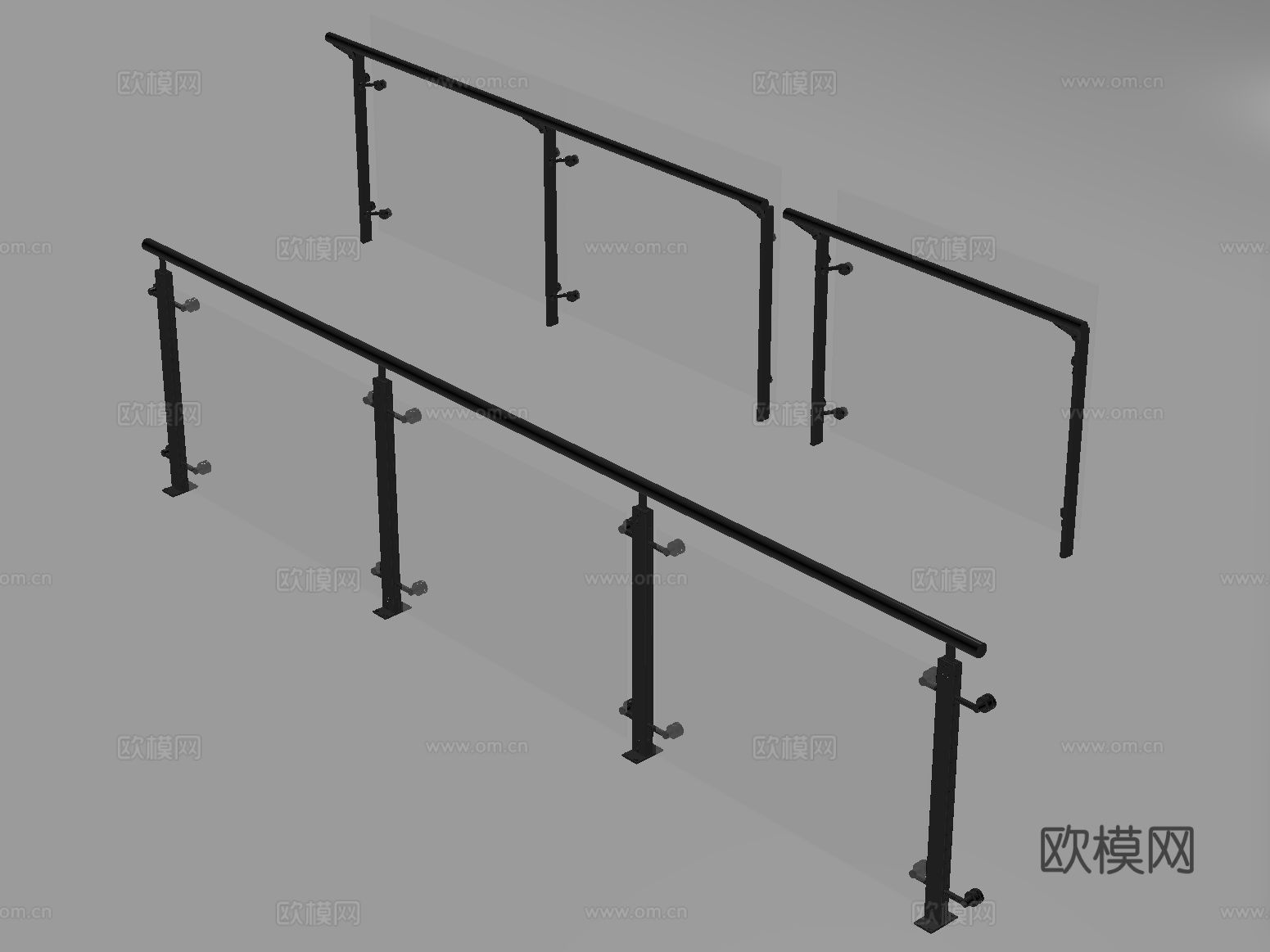 现代围栏护栏 玻璃栏杆 护栏 扶手 阳台护栏su模型