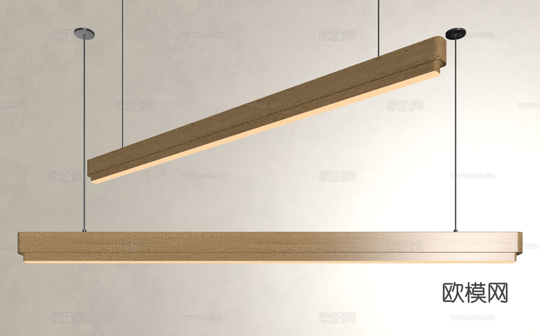 现代长条吊灯 简约吊灯 金属吊灯su模型