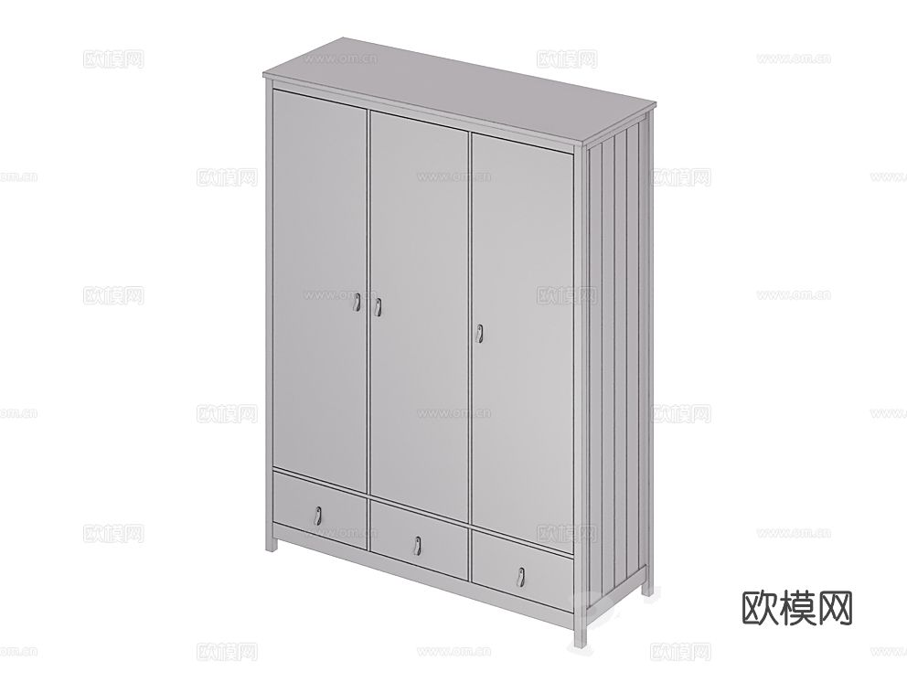 Ellipsefurniture 三门衣柜3d模型下载（渲染图2）