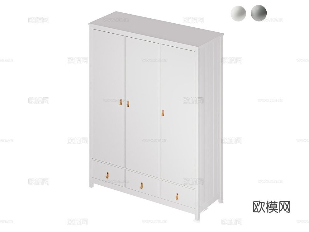 Ellipsefurniture 三门衣柜3d模型下载（渲染图1）