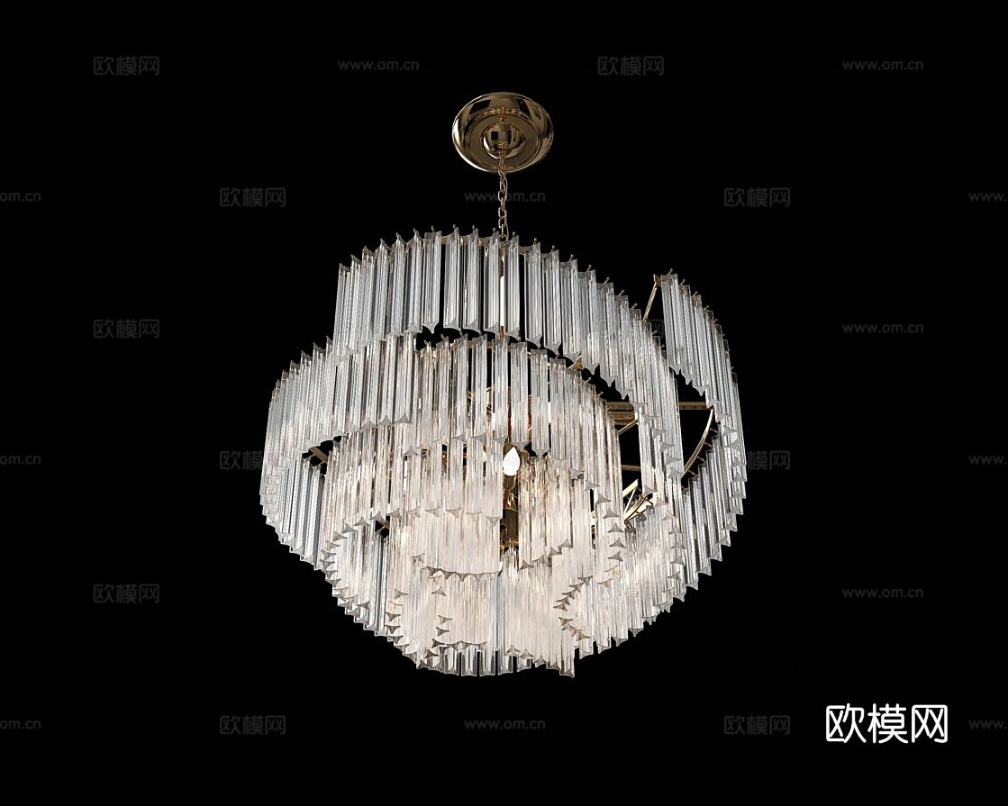 Cloyd 轻奢吊灯3d模型下载（渲染图1）