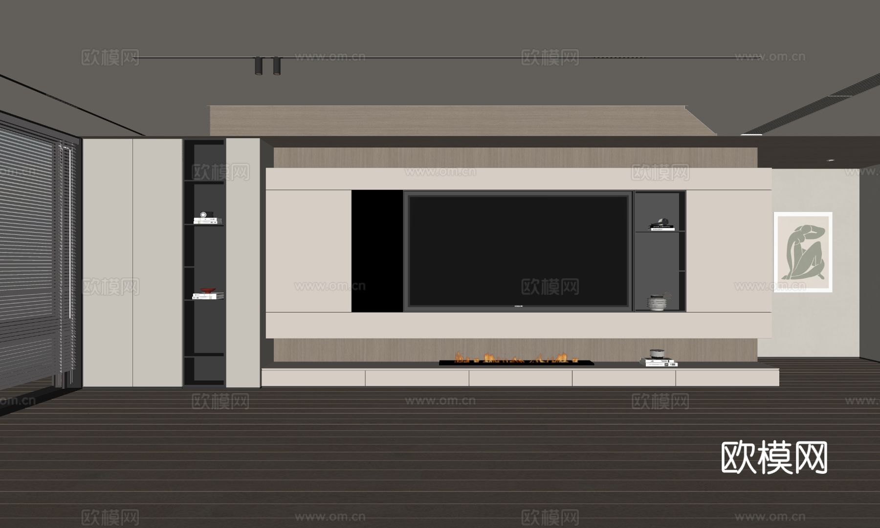 现代客厅，奶油客厅，电视背景墙，客厅背景，奶油风背景墙su模型