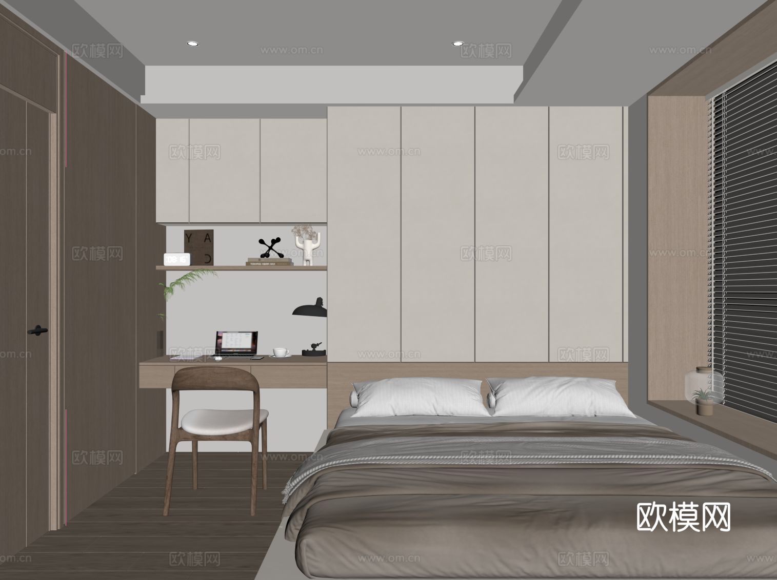 现代奶油风榻榻米su模型