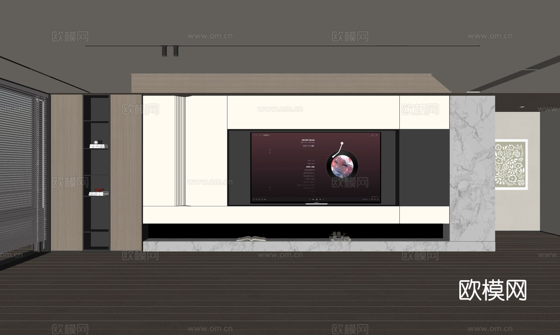 现代客厅 奶油客厅 电视背景墙 客厅背景 奶油风背景墙su模型