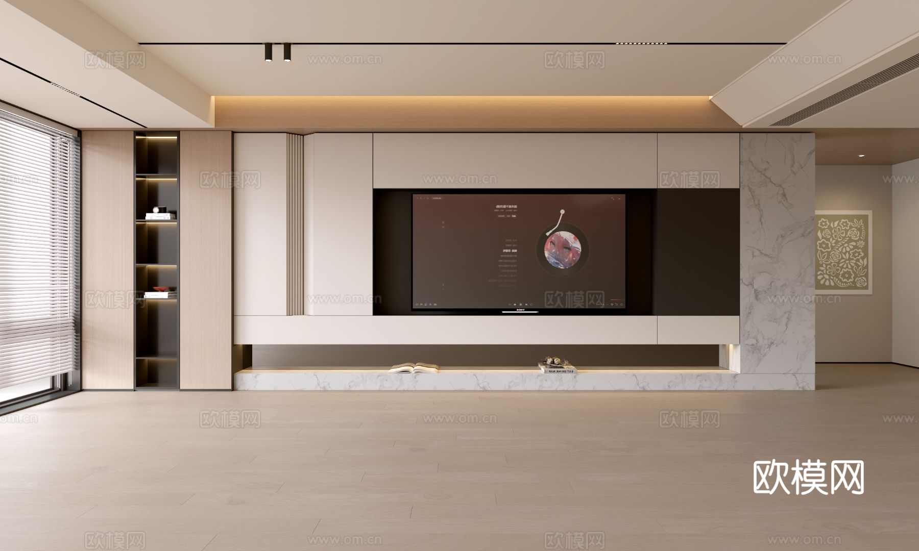 现代客厅 奶油客厅 电视背景墙 客厅背景 奶油风背景墙su模型