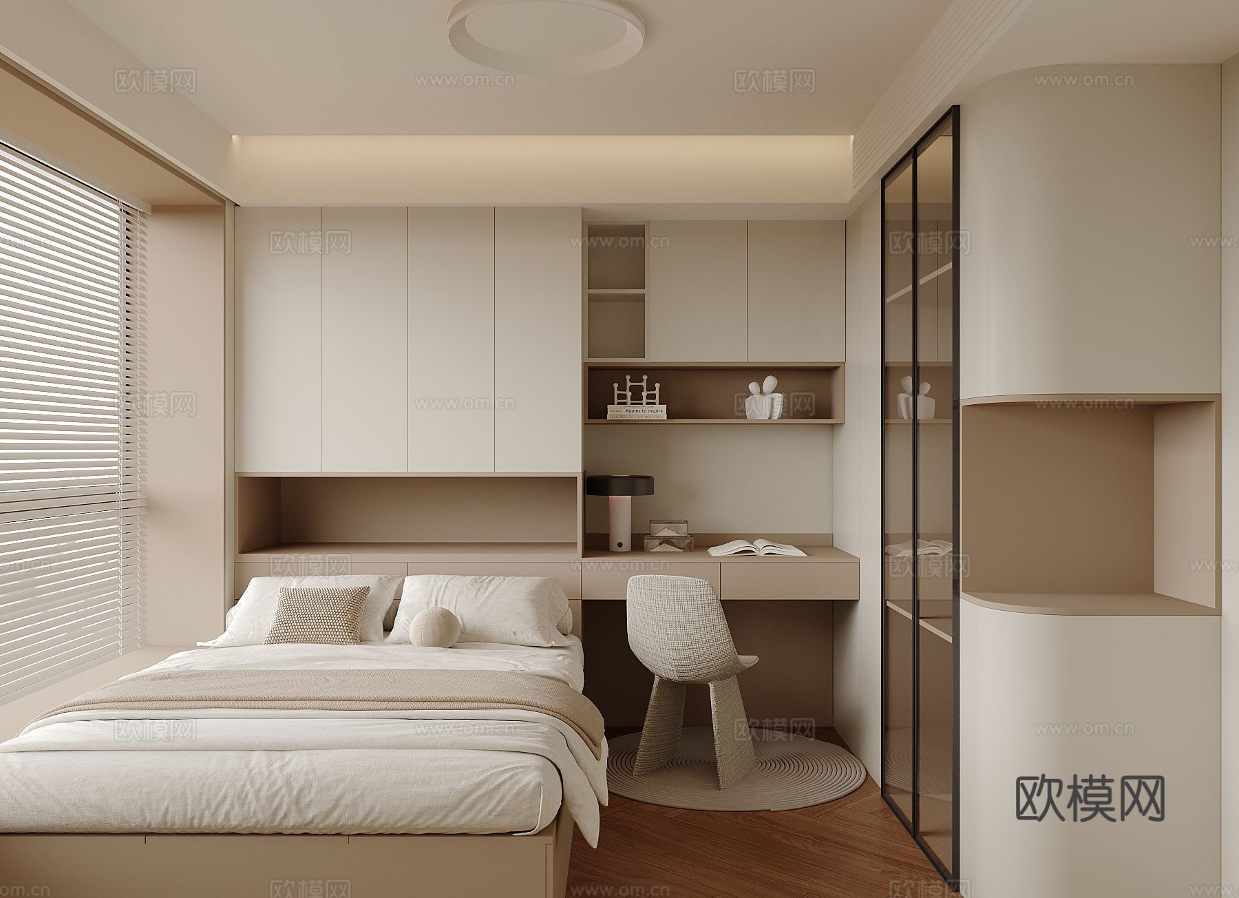 现代榻榻米卧室su模型