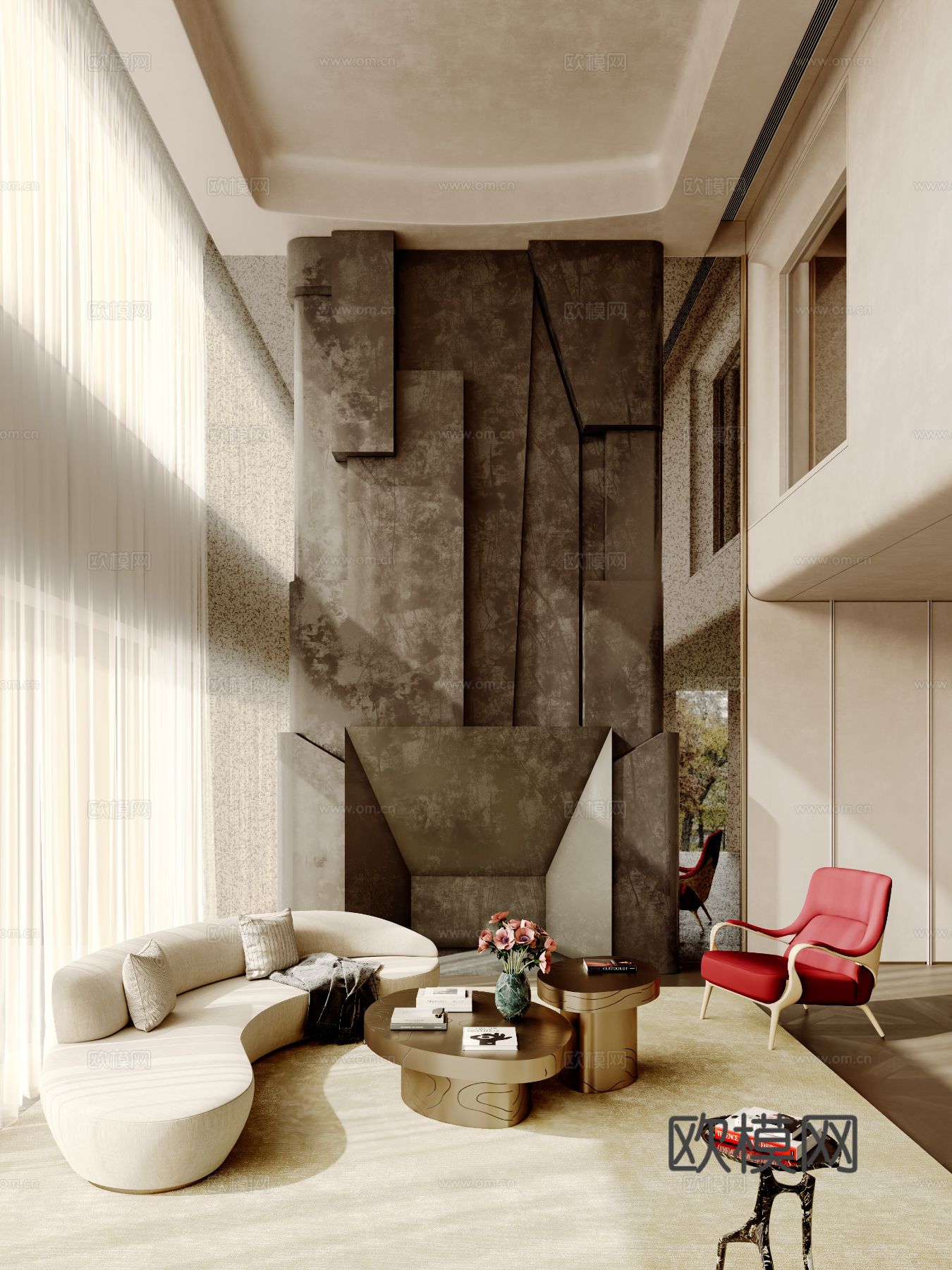 MDO 慢奢生活叠墅别墅客厅3d模型