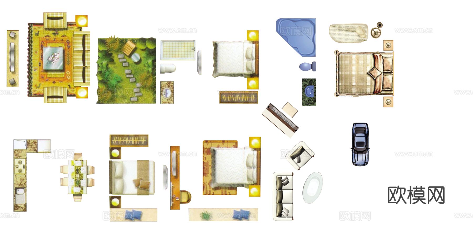 现代简约室内彩平图