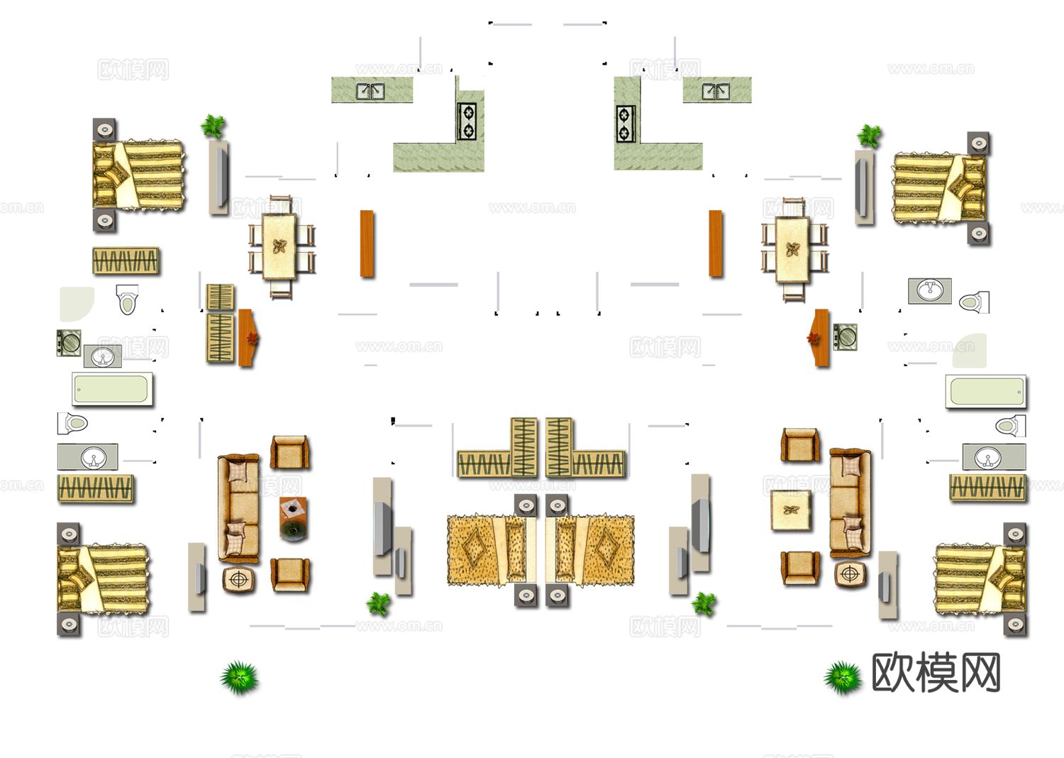 现代极简彩平图_彩平图免扣家具