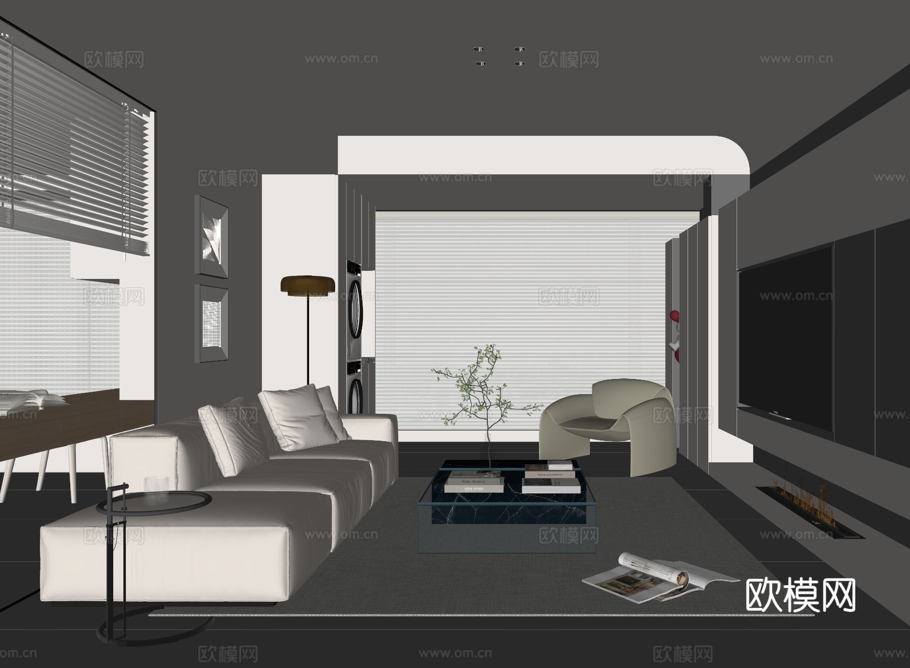 现代家居客厅su模型