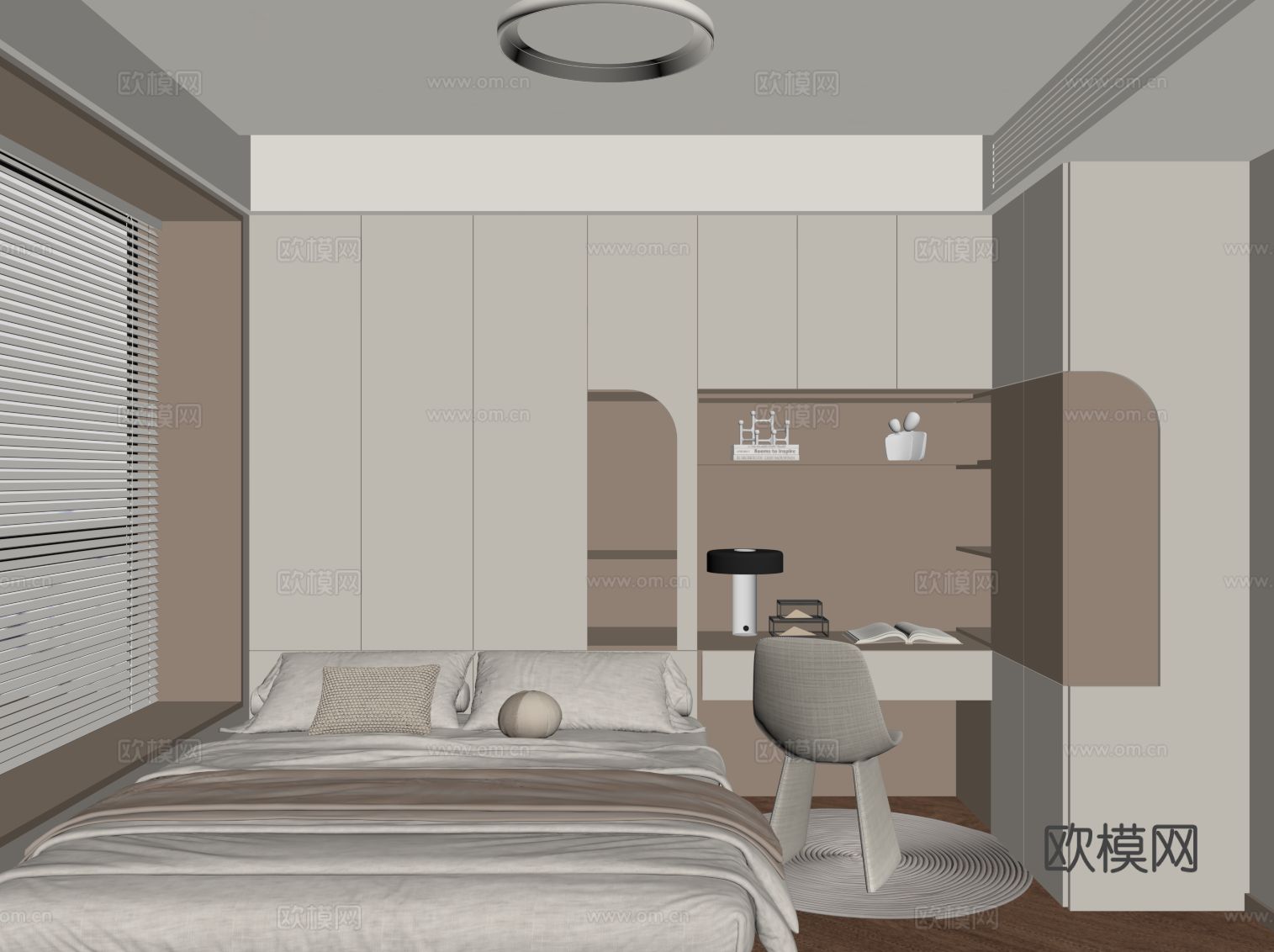 现代榻榻米卧室su模型