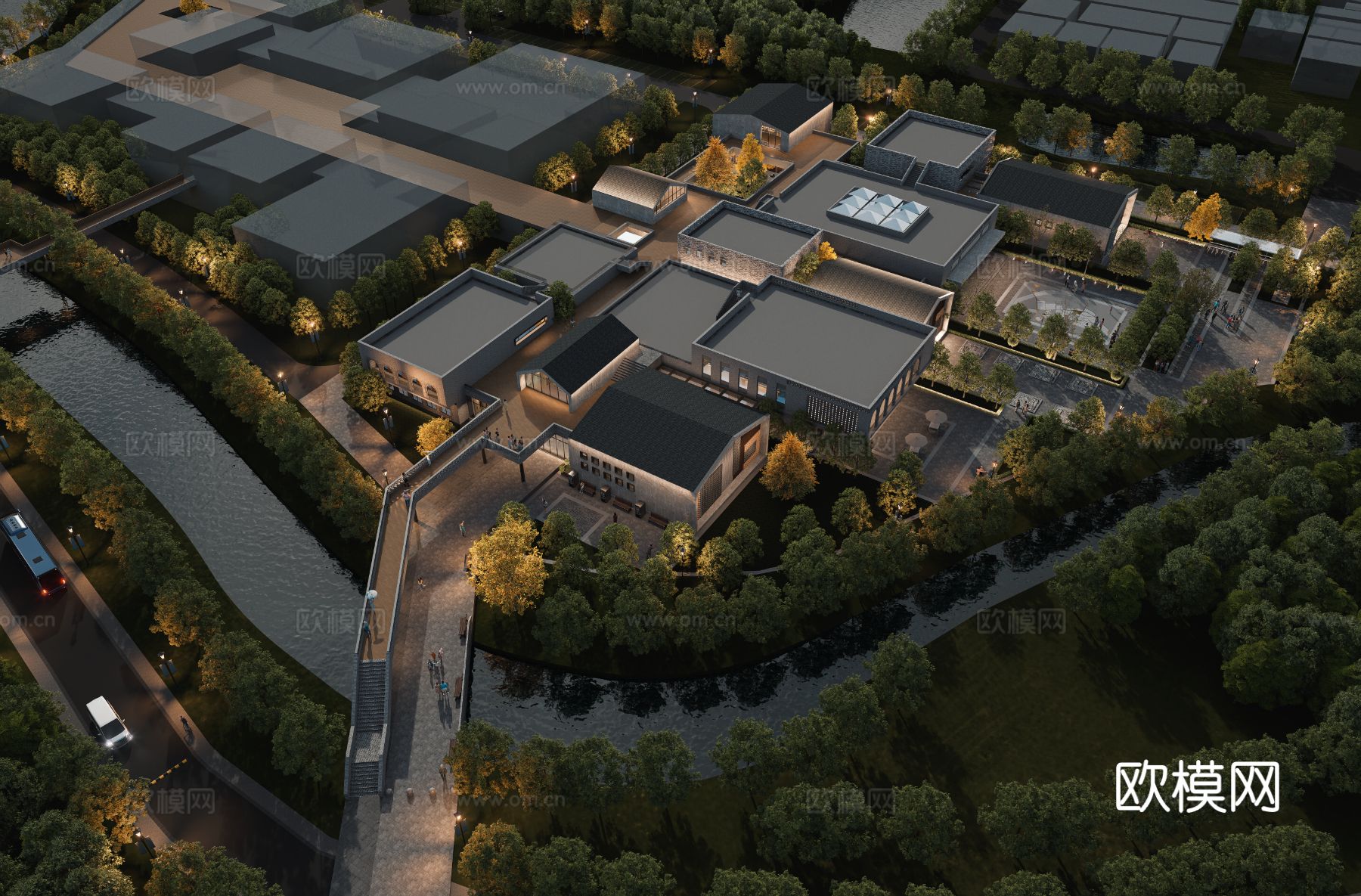 新农村旅游度假村鸟瞰效果图下载（渲染图2）