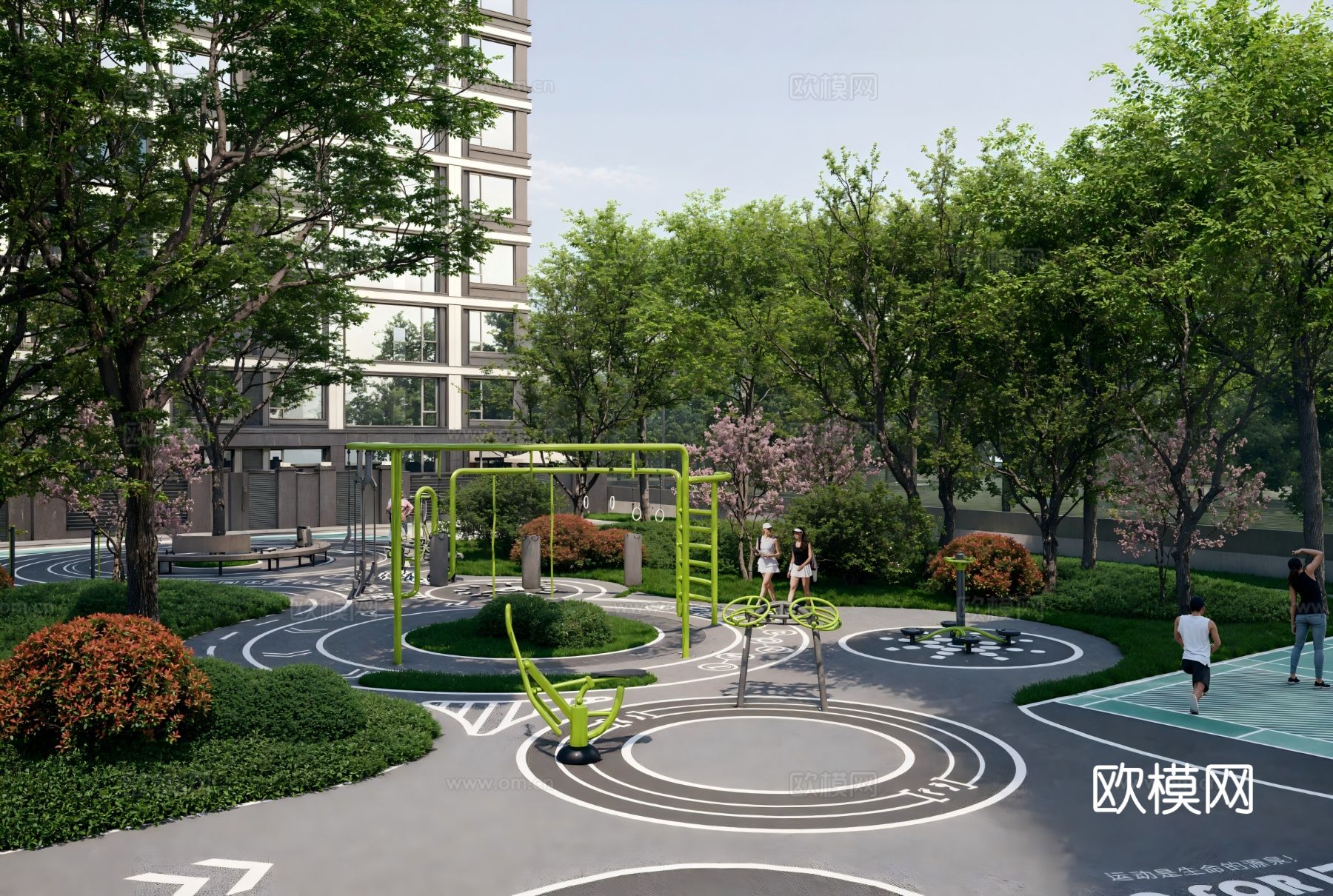 新中式高档高品质住宅小区外观效果图下载（渲染图5）