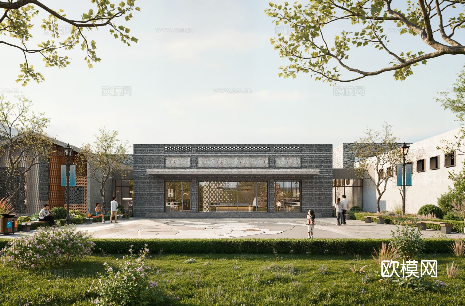 新农村旅游度假村鸟瞰效果图下载（渲染图5）