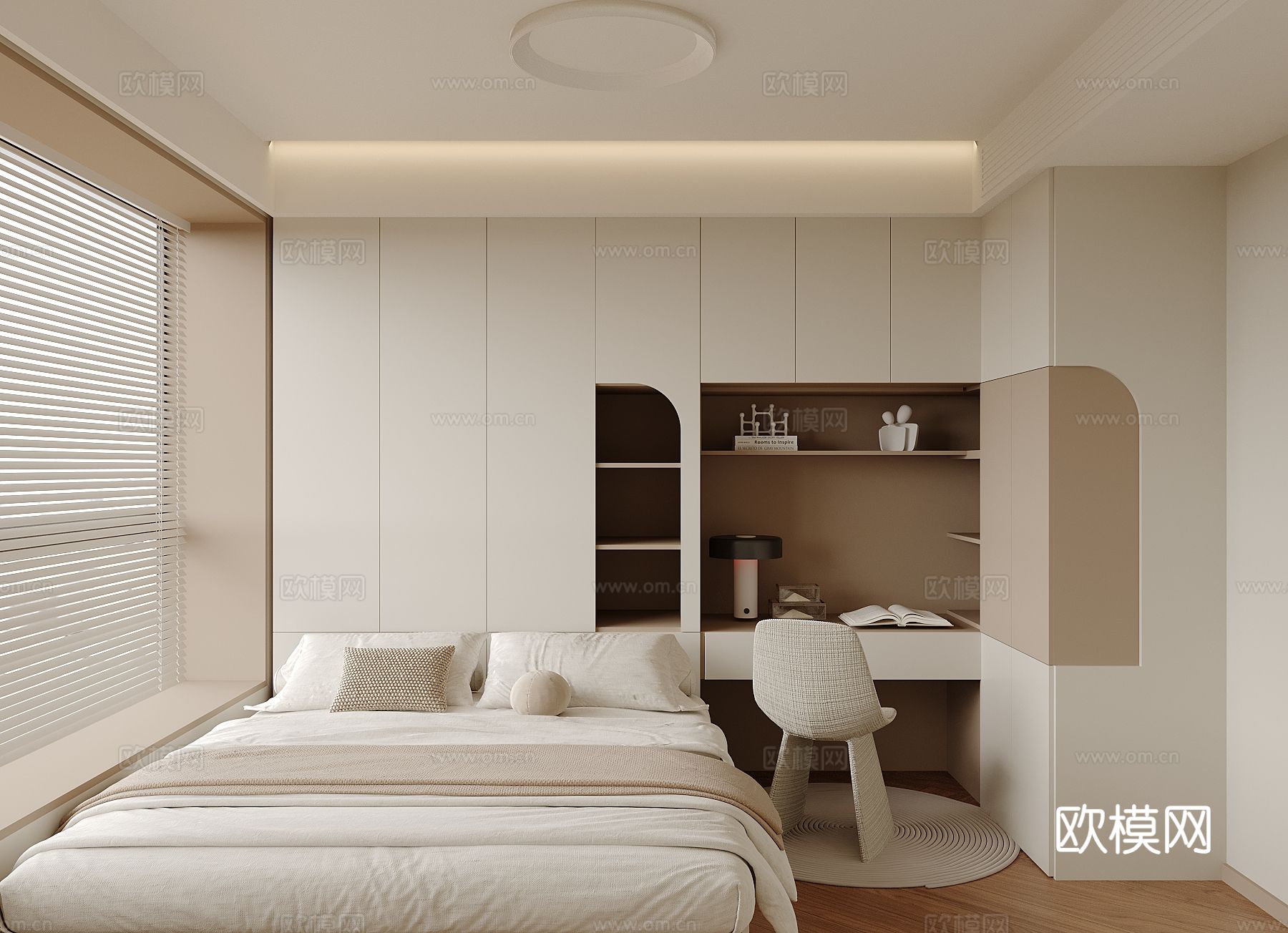 现代榻榻米卧室su模型