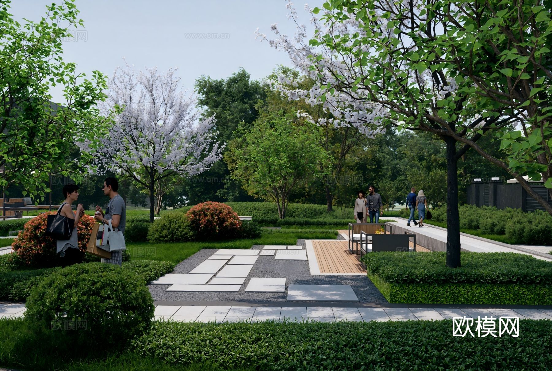 新中式高档高品质住宅小区外观效果图下载（渲染图9）