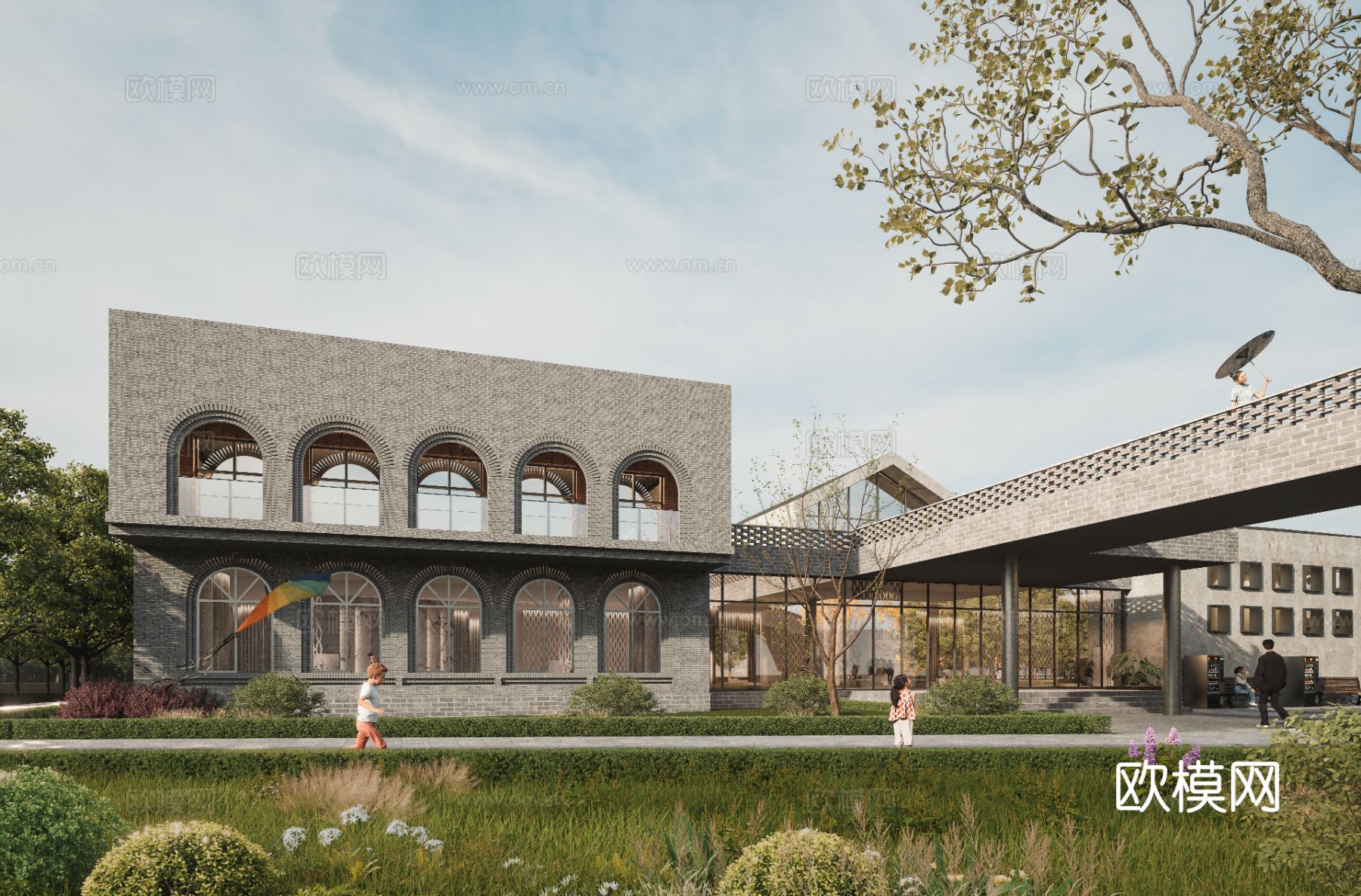 新农村旅游度假村鸟瞰效果图下载（渲染图7）