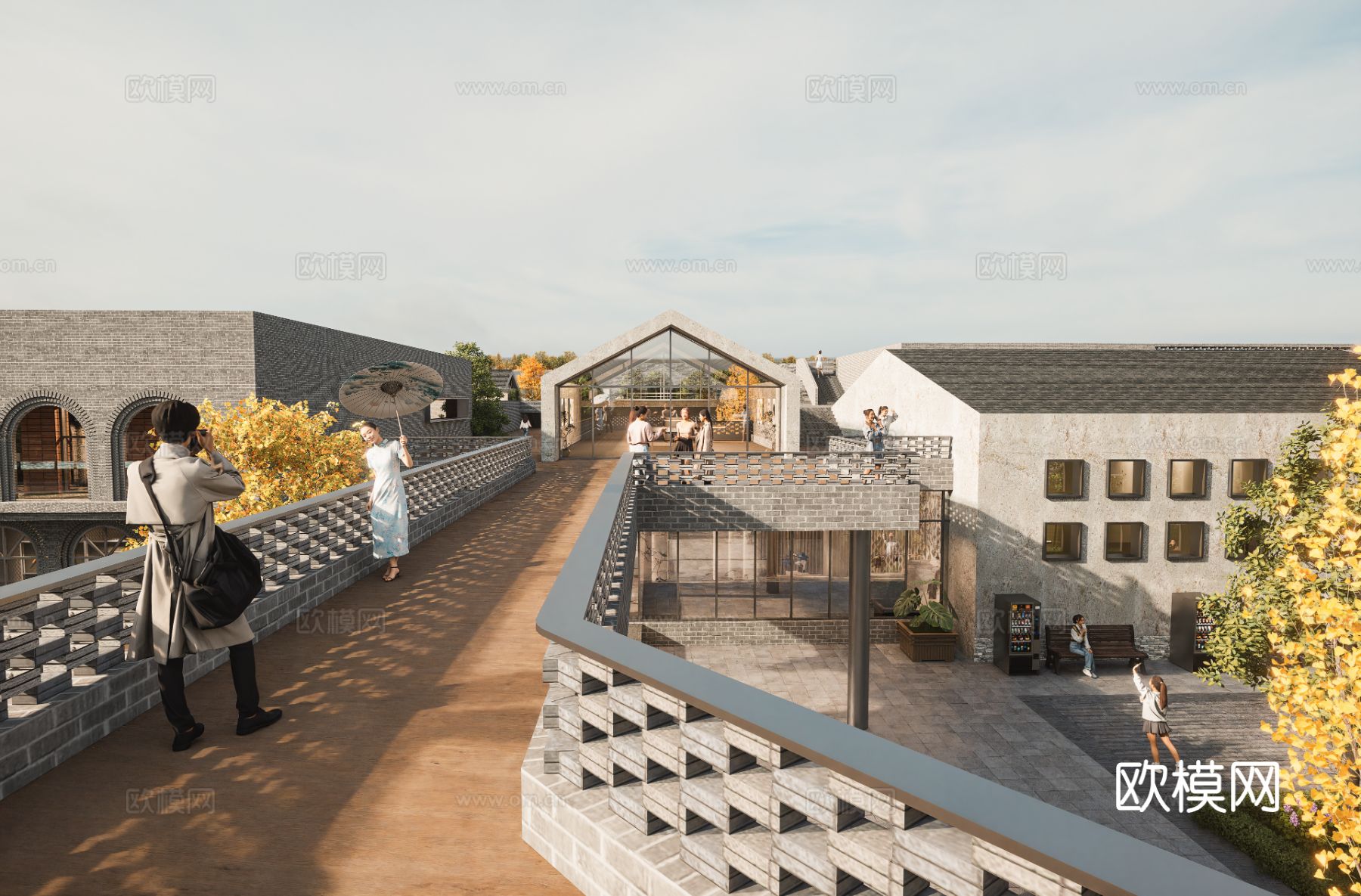 新农村旅游度假村鸟瞰效果图下载（渲染图4）