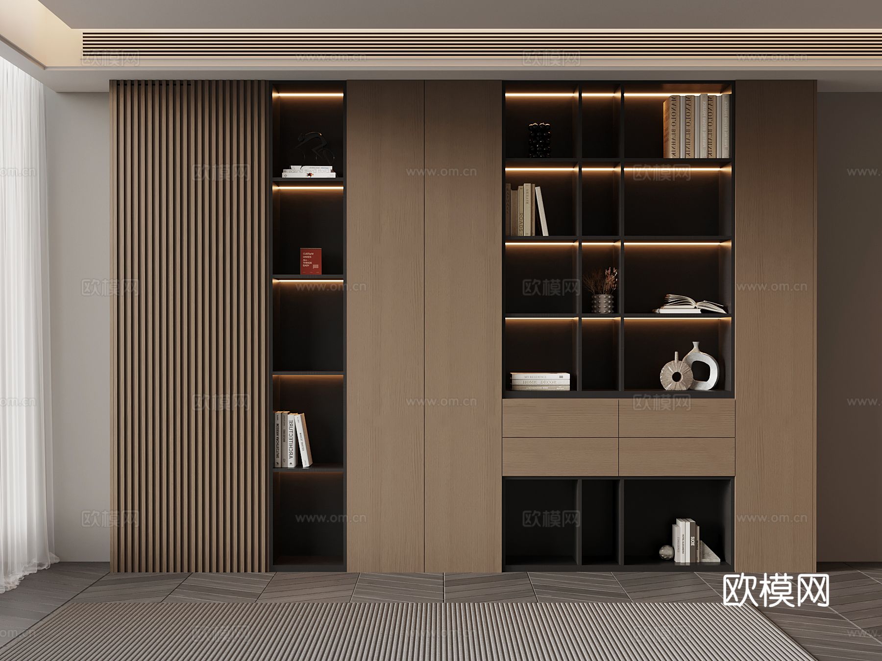 意式书柜su模型