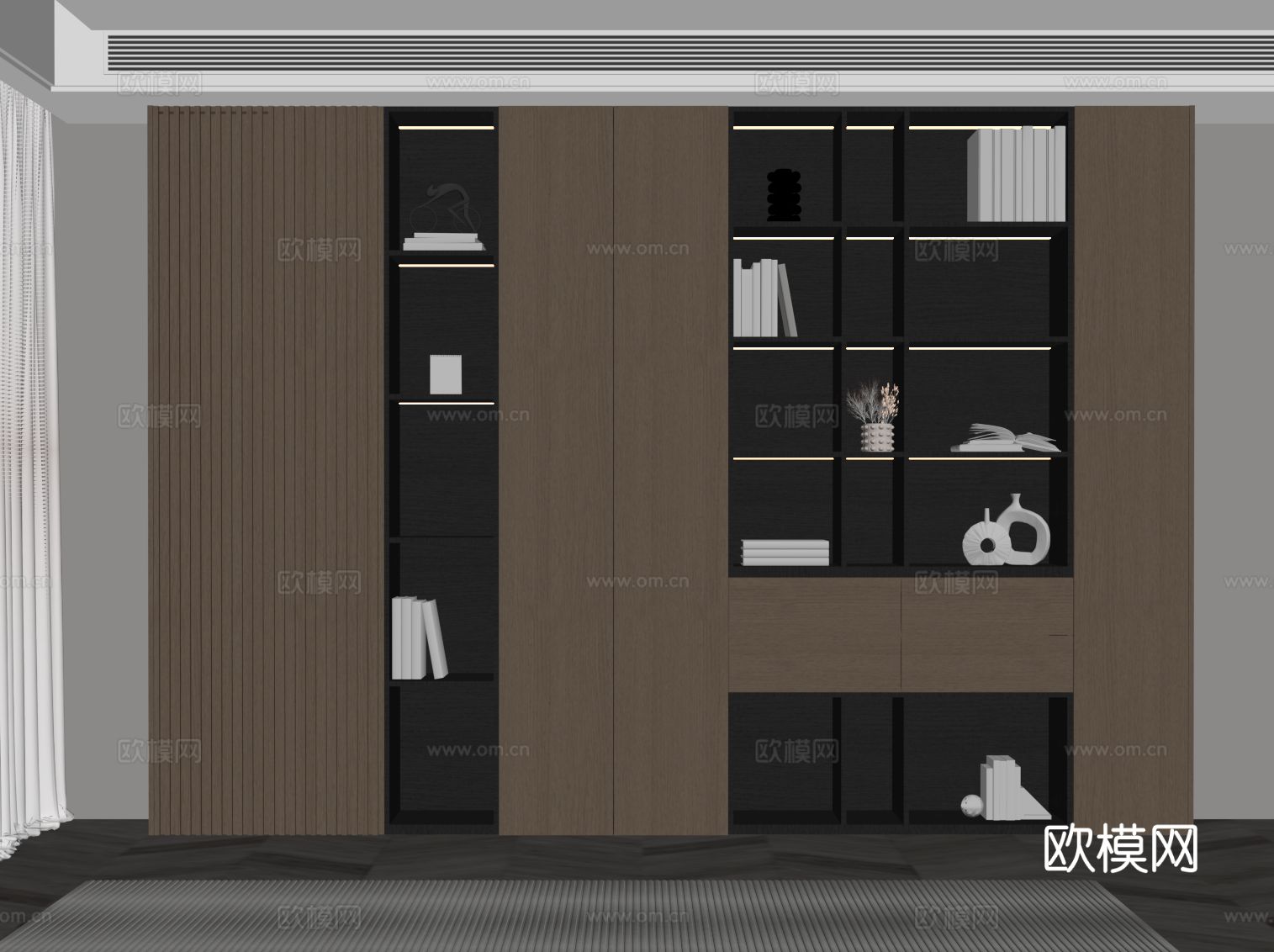 意式书柜su模型