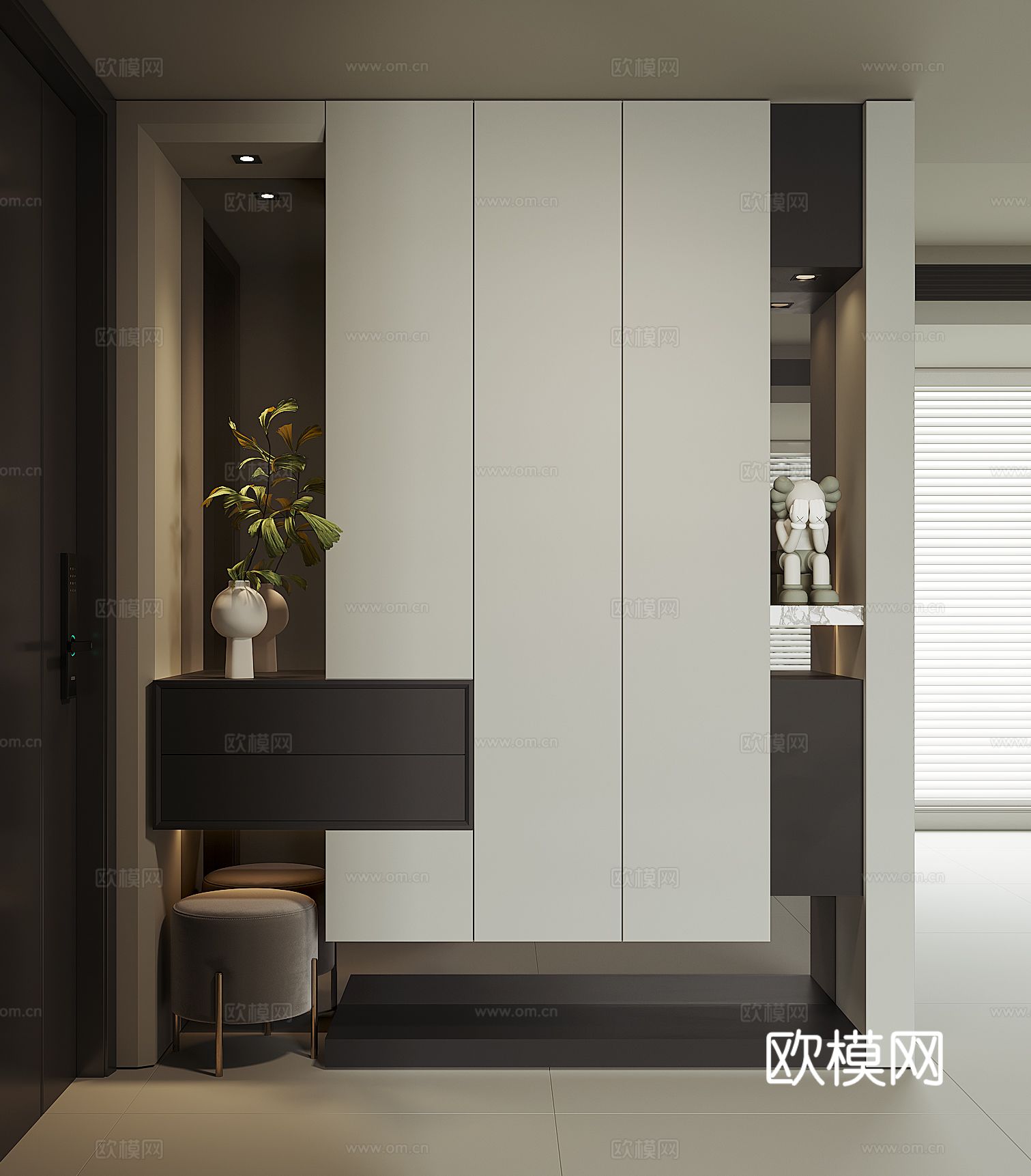 现代入户鞋柜su模型