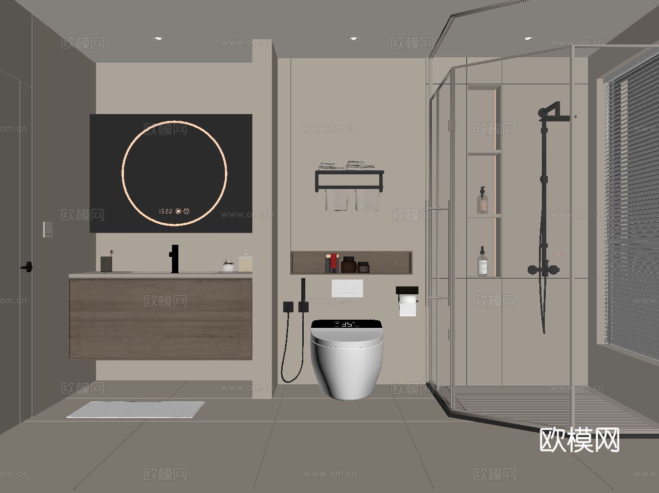 现代卫生间 浴室柜 卫浴用品su模型