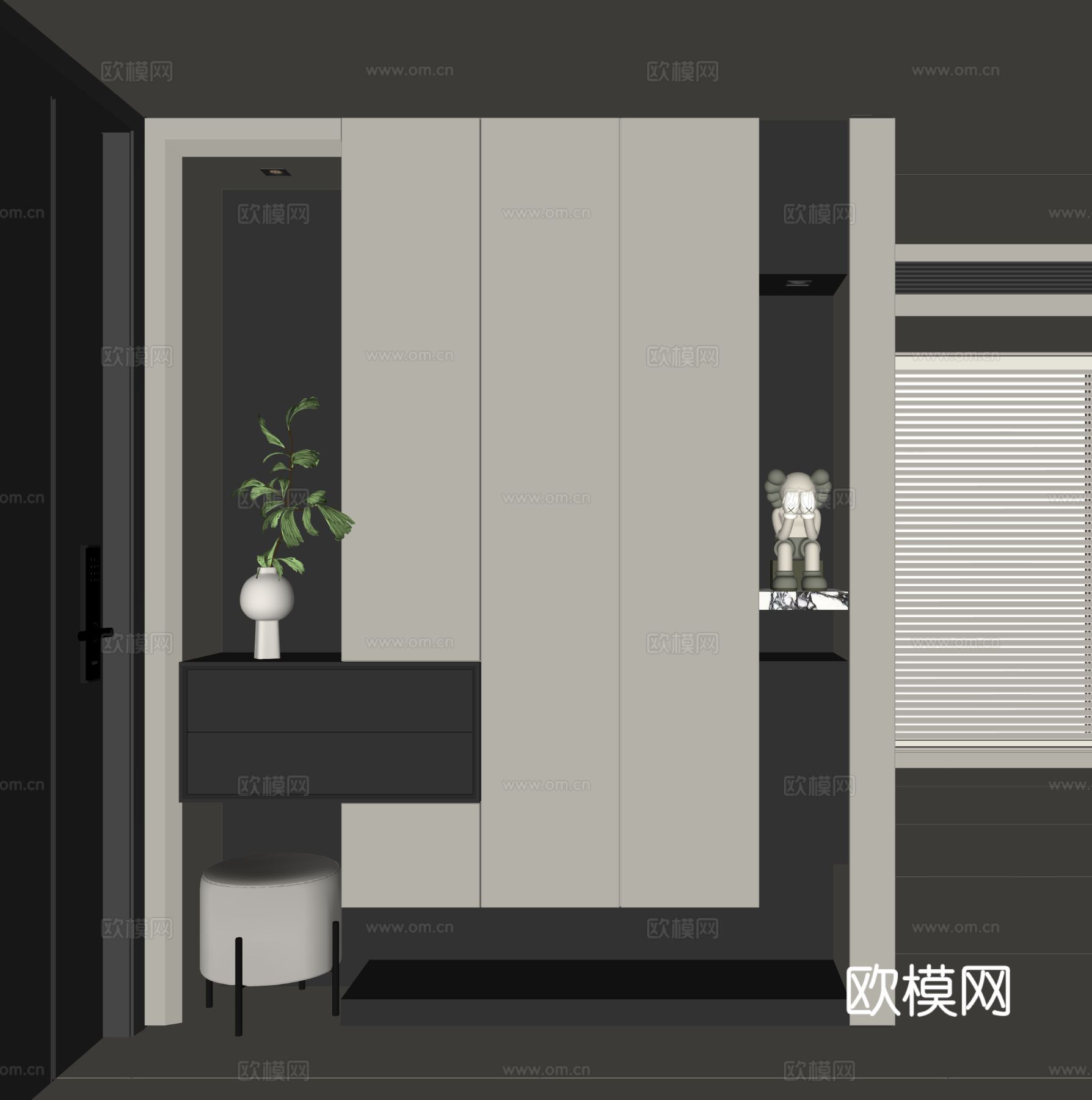 现代入户鞋柜su模型